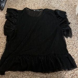 Zara Sparkly Sheer Top with ruffles